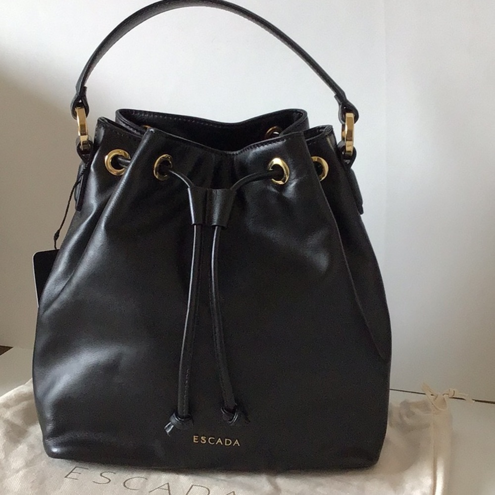 Escada Leather Bucket Bag.